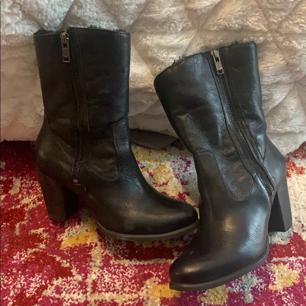 Ugg leather boots with fur
